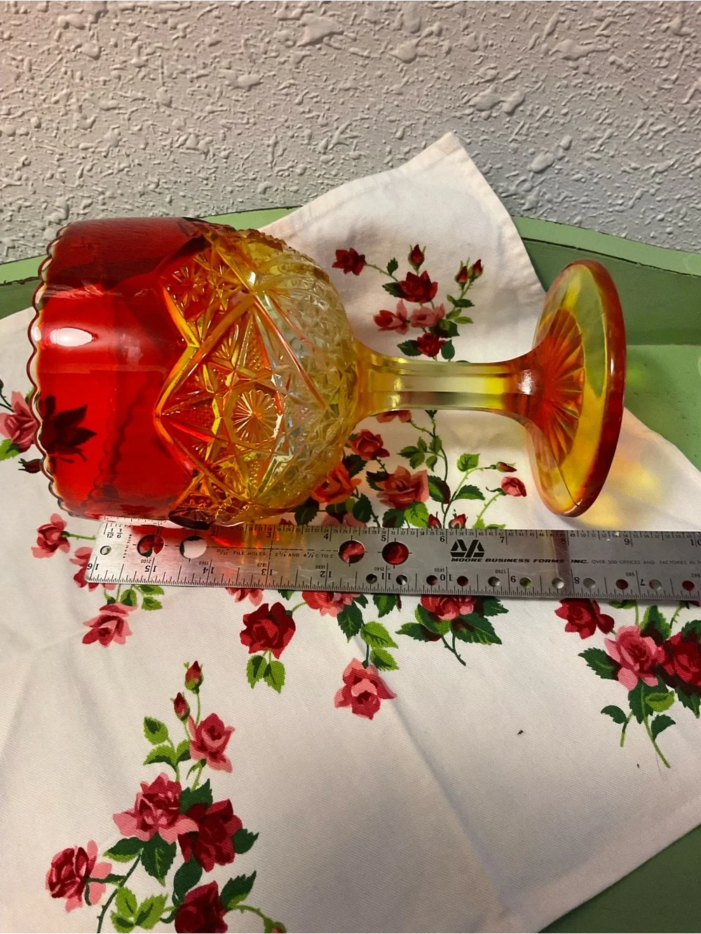 Vintage Amberina Depression Glass Pedestal Compote - Picture 10 of 11